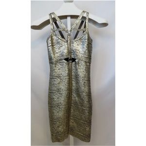 Bebe Size Small NWT Angelica Foil
Harness Dress Bodycon Mini Dress